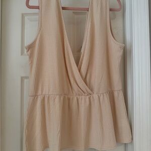 Chic Beige Sleeveless Wrap Top